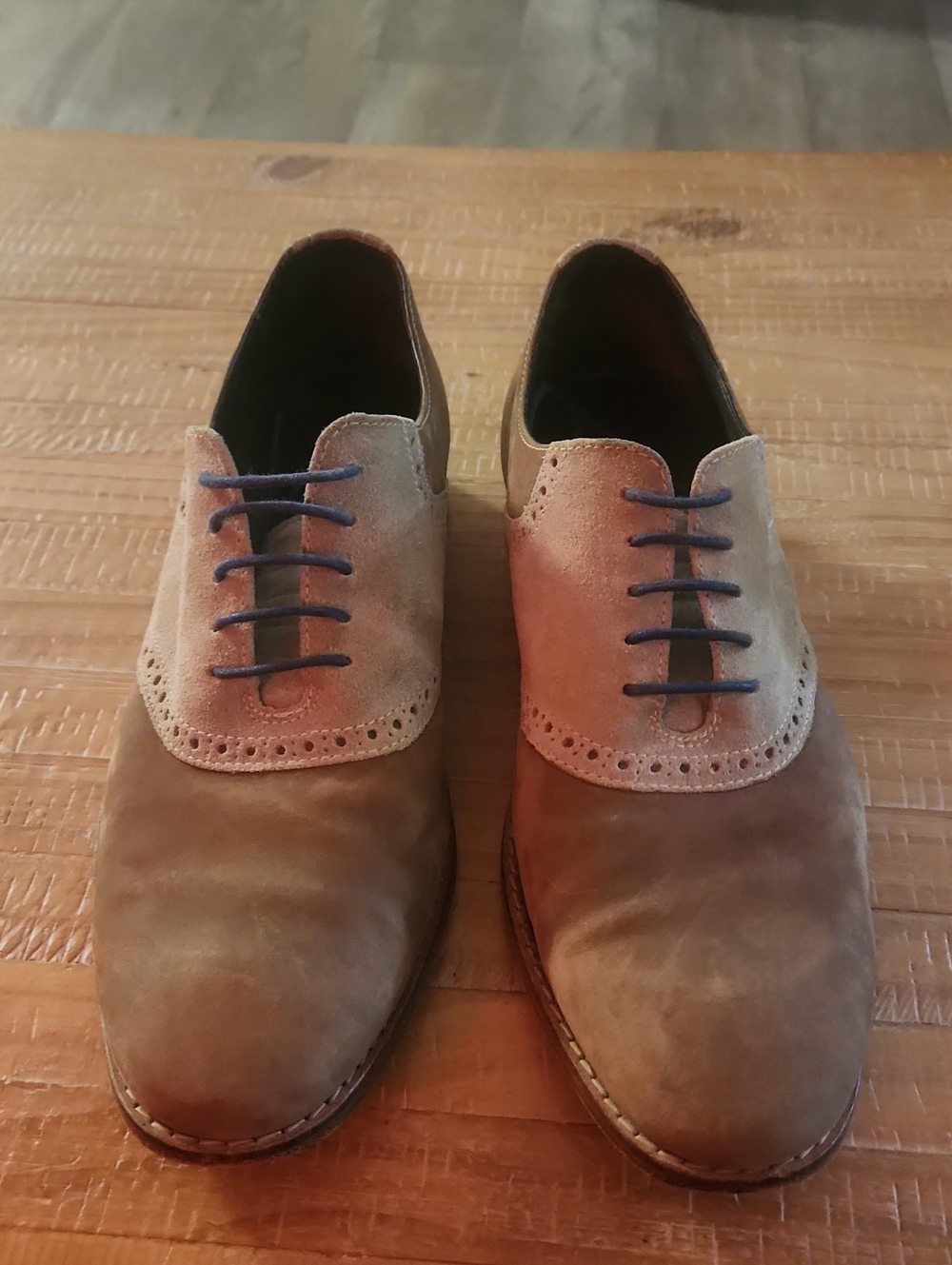 Cole Haan Air Colton Saddle Shoe - Beige/Light Brown Suede - Size 11